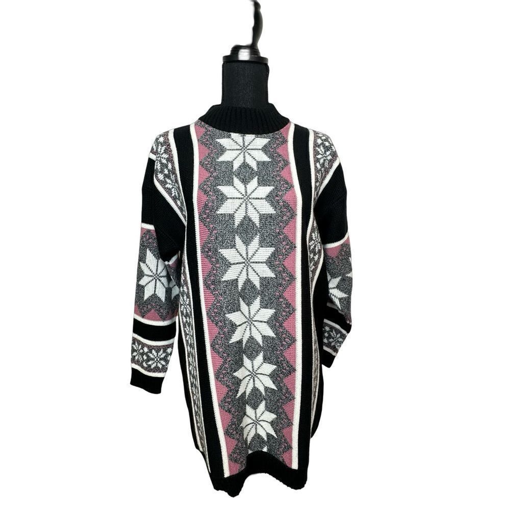 NAN DORSEY Vintage Snowflake Star Design Long Sweater Size Large